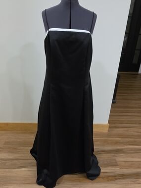 Betsy & Adam Black Gown with White Accent Strap